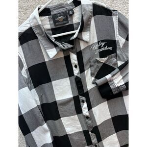 Harley-Davidson Black & White Buffalo Plaid Button-Down Shirt